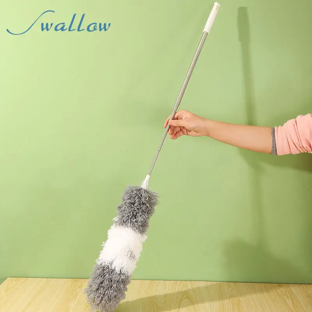 Masthome Telescopic Broom Duster Handle Detachable Flexible Feather Microfiber Cleaning Fan Duster